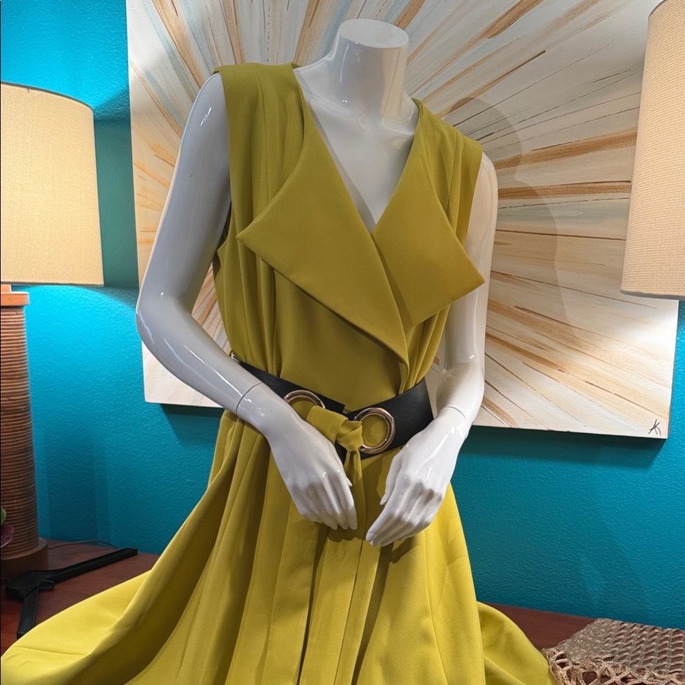 Gracia chartreuse Maxi Dress/Duster with Belt - Picture 2 of 6